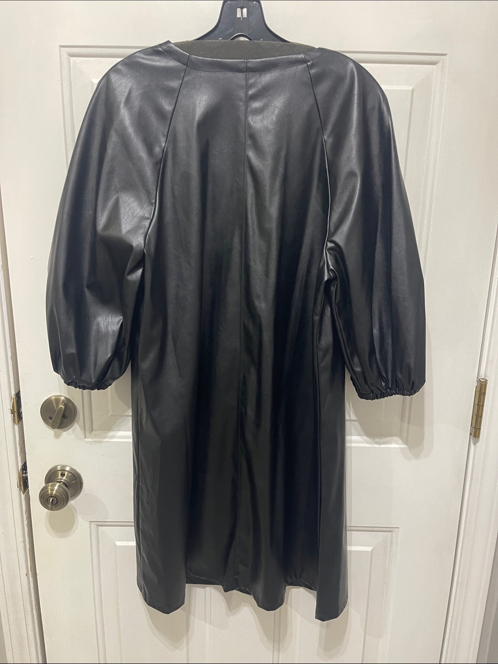 NWOT $49 Who What Wear Black Vegan Faux Leather Puff Sleeve Size L - Picture 7 of 7
